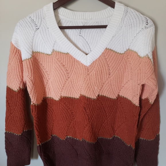 Drop Shoulder V Neck Sweater - Picture 3 of 7